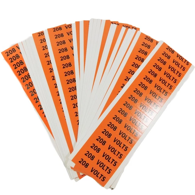 Brady 44306 Conduit and Voltage Markers 208 Volts Black/Orange (Box of 450)