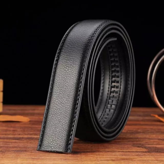 Luxury Men's Leather Belt Automatic Belt Ratchet Strap Replace Strap No Buckle