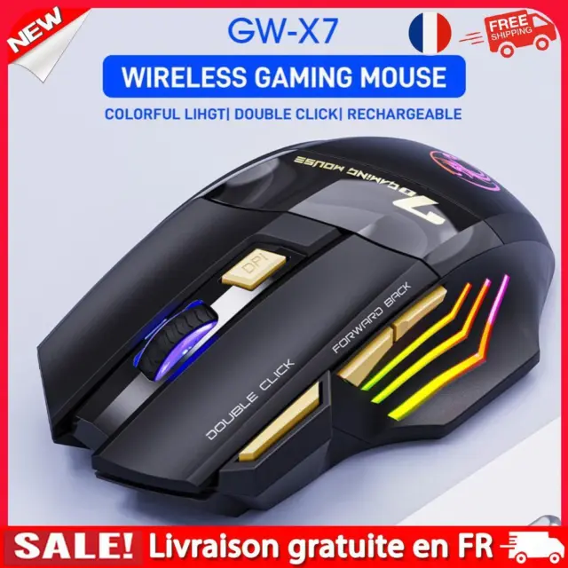 iMice GW-X7 7 Buttons RGB Wireless Mouse for Computer Mute Ergonomic Gaming Mice