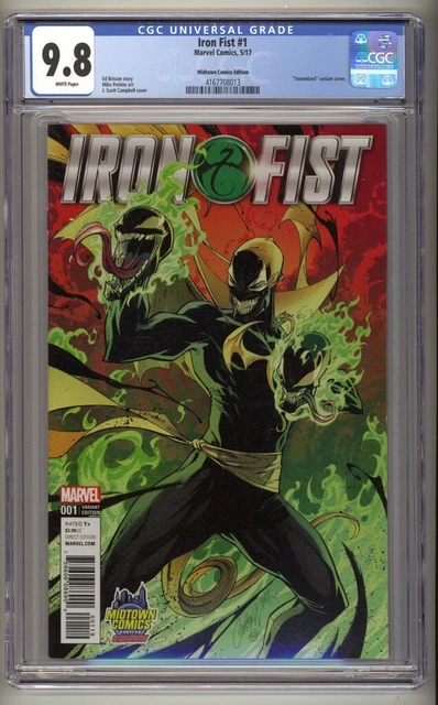 Iron Fist #1 CGC 9.8 (2017) Midtown Comics Venomized Variant J Scott Campbell