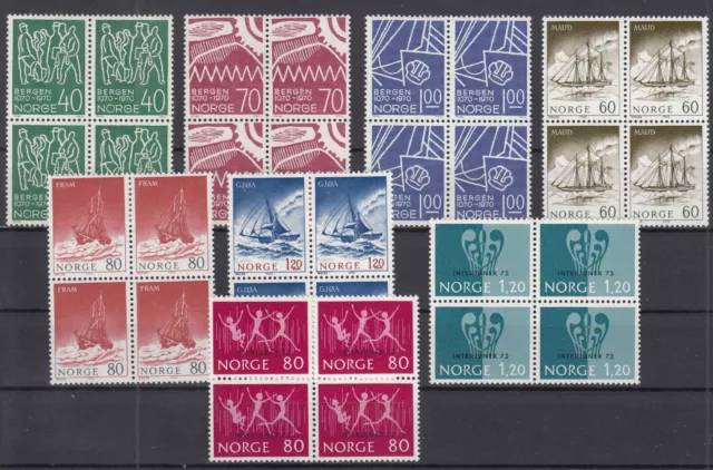 Iq16401/ Norway – 1970 / 1972 Mint Mnh Blocks Of 4 Selection - Cv 89 $