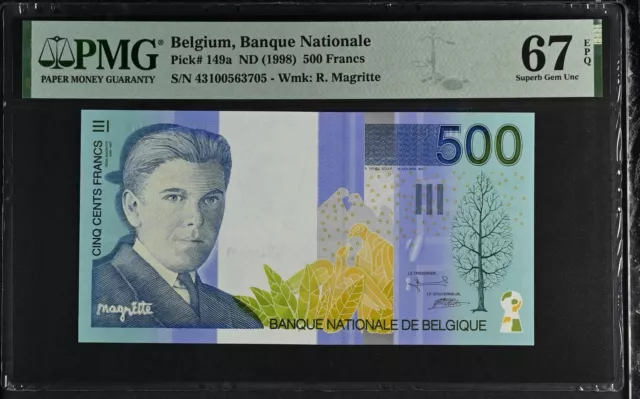 Belgium 500 Francs ND 1998 P 149 a Superb Gem UNC PMG 67 EPQ