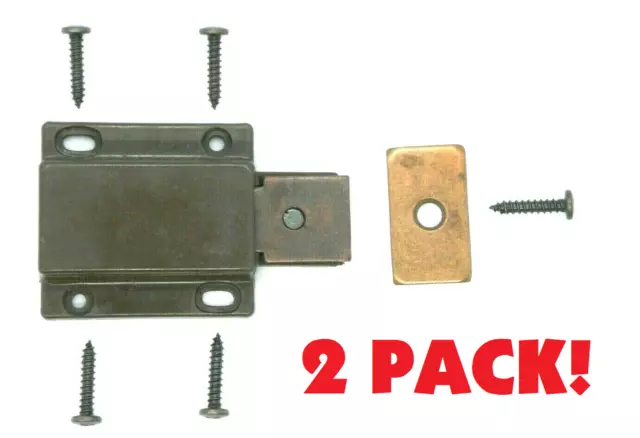 NEW! 2 PACK Touch Latch Push-To-Open Magnetic Cabinet Catch BRONZE BROWN ES