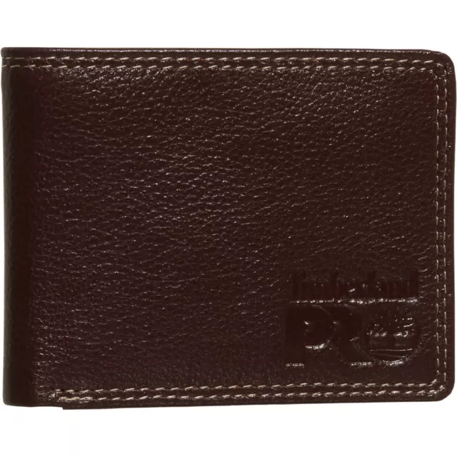 TIMBERLAND PRO Brown RFID Protected BIFOLD Passcase LEATHER Mens WALLET NEW