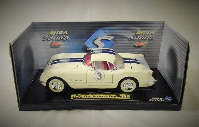 SOLIDO MIRA CHEVROLET Corvette Coupe Racing White 1/18 Scale