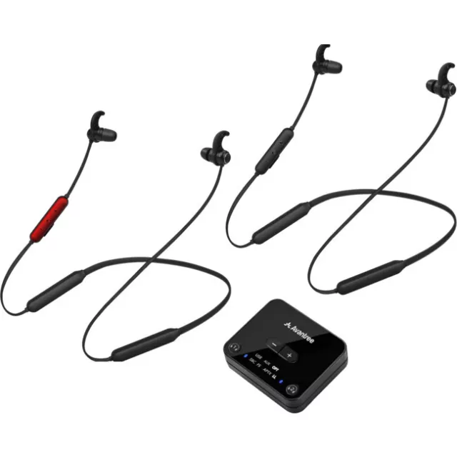 AVANTREE HT41866  Dual Wireless Neckband Earbuds For TV With 30M Transmitter