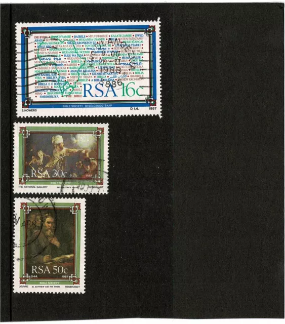 South Africa Rsa 1987 The Bible Society Set Of 3 Very Fine Used Vfu