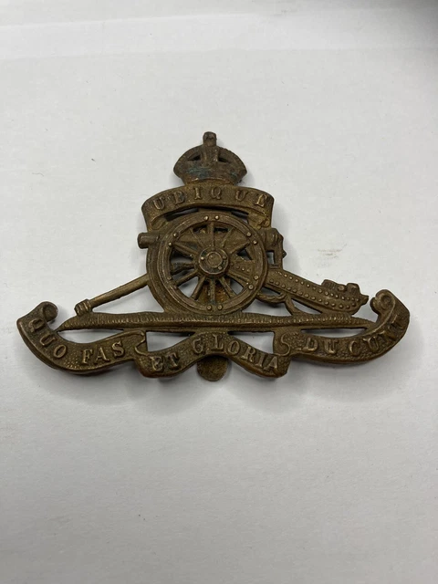 VINTAGE BRITISH ARMY WW1/WW2 Royal Artillery Cap Badge Original Rare £ ...