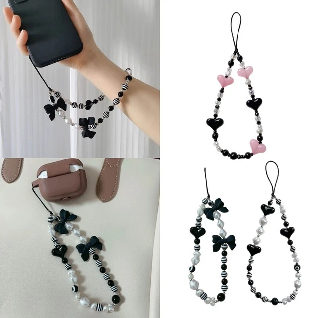 Heart-Shaped Beaded Cellphone Strap Bag Ornament Unique Handbag Decorations Belt