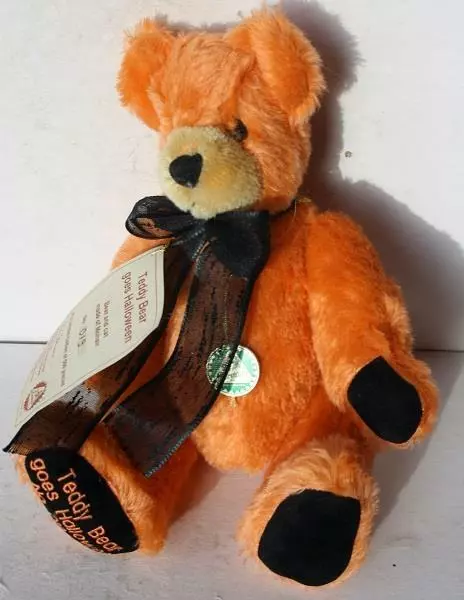 Hermann Teddy Bear Halloween Orange Mohair Glass Eyes Limited Edition Jointed --