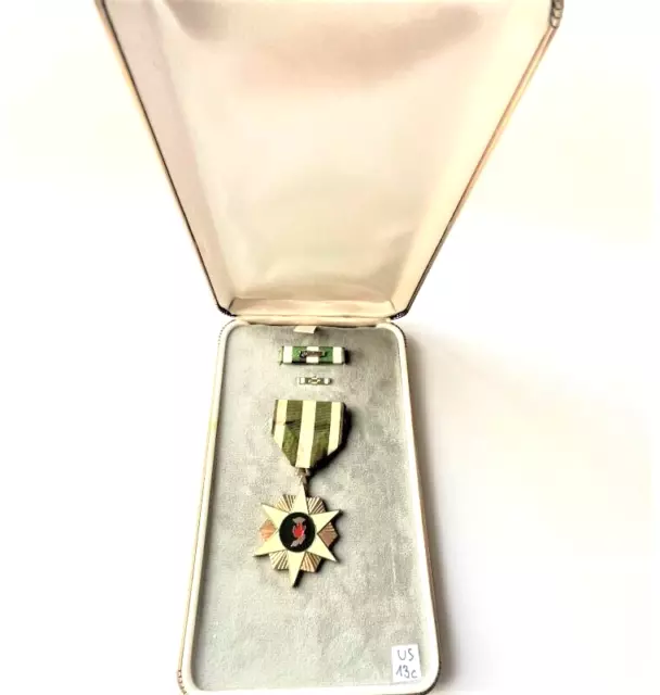 Republic Of Vietnam Campaign Star Medal. Original Large Case,Ribbon BAR & Broche