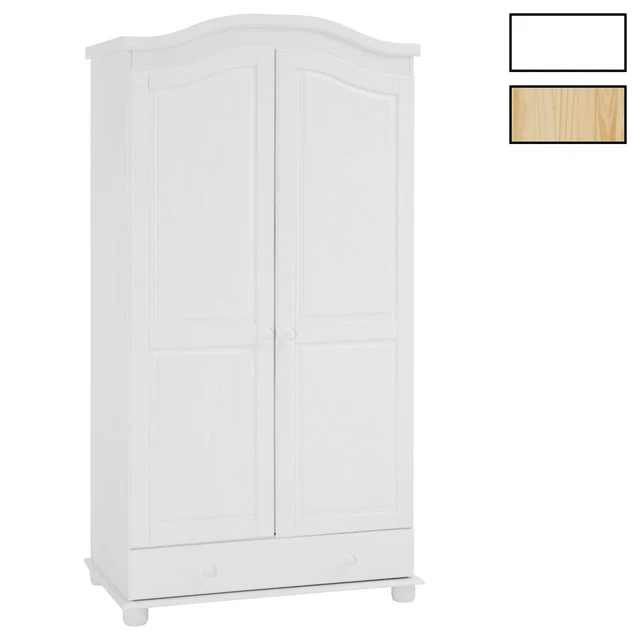 NNJN Kleiderschrank Im Landhausstil - Weiß Mit Rattan, 2 Türen & Großer Schublade, 180cm