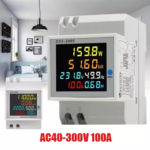 Stromzähler für DIN Hutschiene Digital Wechselstromzähler Zwischenzähler AC 300V