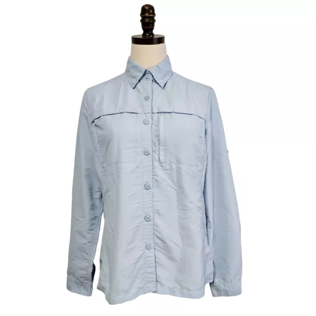 LL Bean Mujer Azul Claro Senderismo Pesca al aire libre Convertible XS Camisa Buttondown