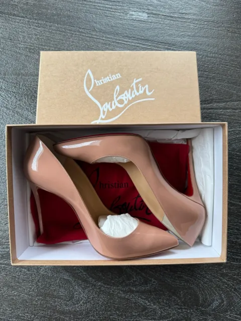 Christian Louboutin Pigalle Follies Nude Patent Leather Pumps Size 39.5