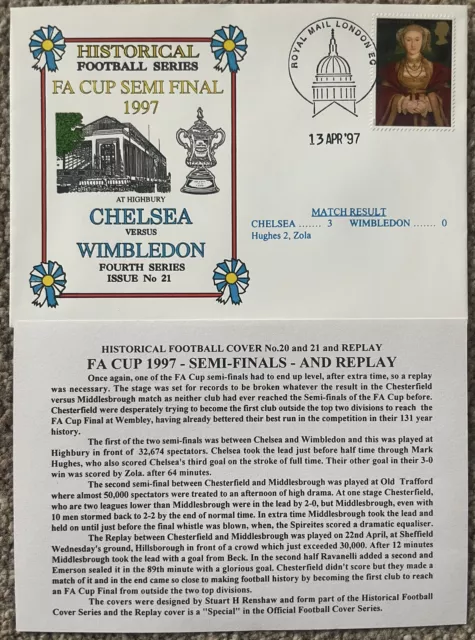 Chelsea v Wimbledon FA Cup Semi Final 1997 Dawn First Day Cover