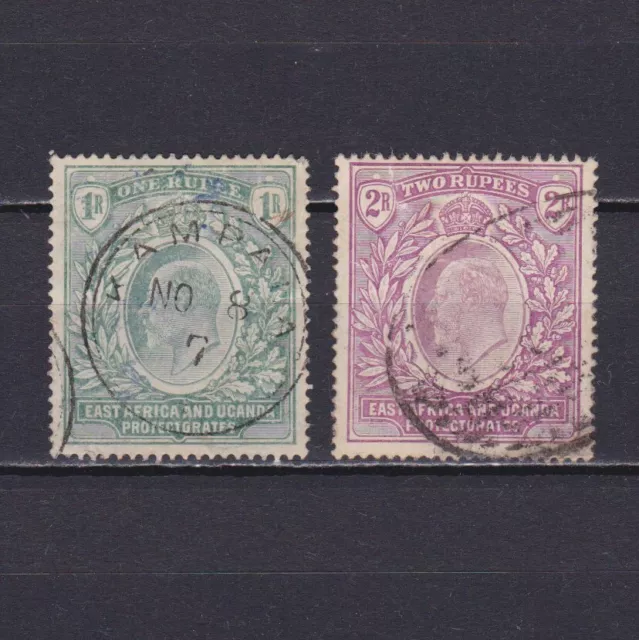 EAST AFRICA AND UGANDA 1904, SG# 26-27, CV £145, Wmk Mult Crown CA, KEVII, Used