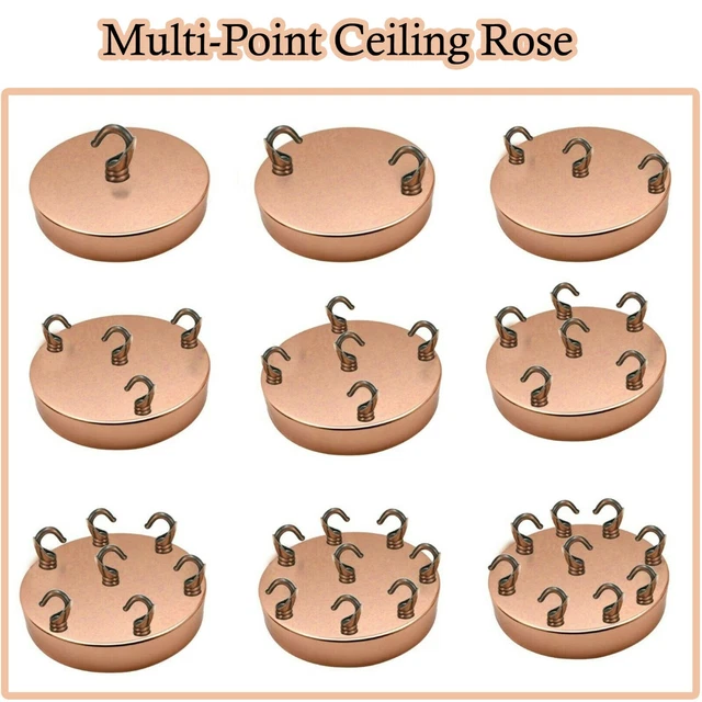 Pendentif lumière de plafond industriel multi-sorties rose et crochet pour câble en tissu Royaume-Uni