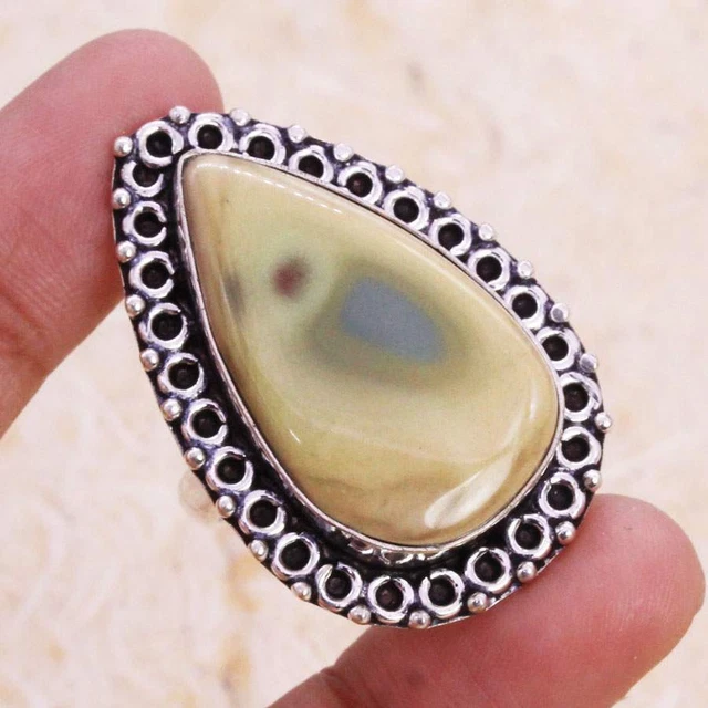 Beautiful Imperial Jasper 925 Silver Plated Handmade Ring US Size 8 Ethnic Gift