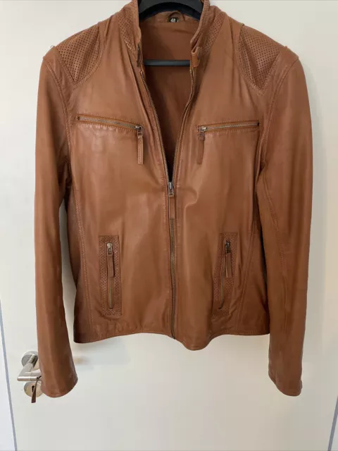 Leichte Sommer Lederjacke Lammleder Gr. 48 Cognac