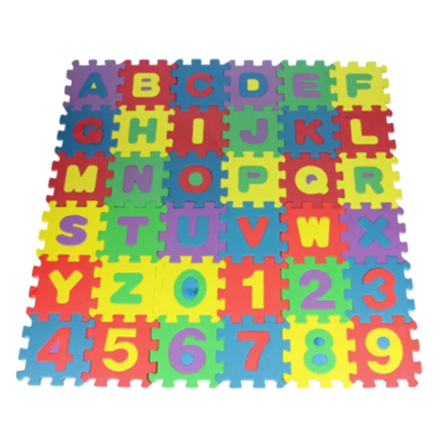 Colorful Alphabet and Numbers Foam Puzzle Play Mat 36pcs Tile Baby Crawling Rug 2