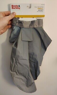 Reflective Funnel Neck Small Dog Jacket Gray Boots & Barkley Rain Cape Brand New