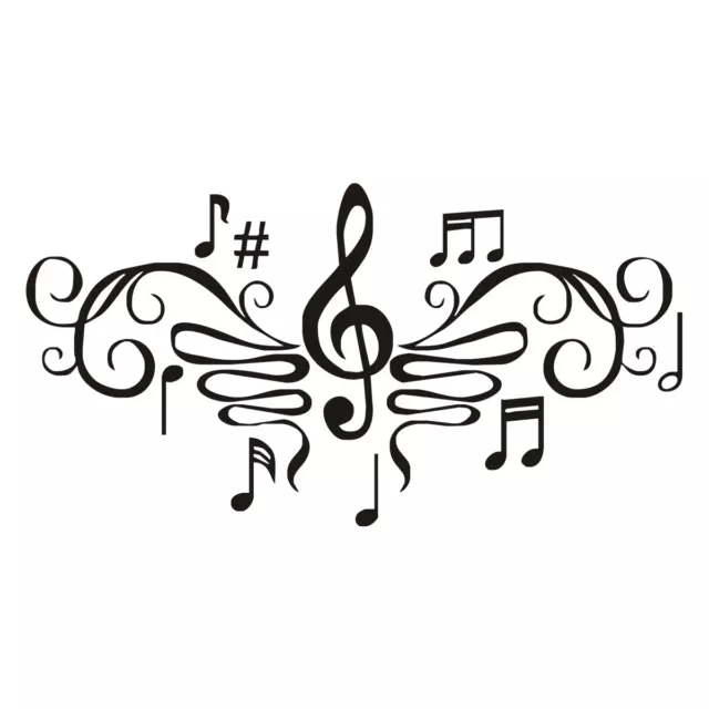 2x Musical Notes Creative Butterfly Vinyl Wall Art Car Stickers Decal Home Decor