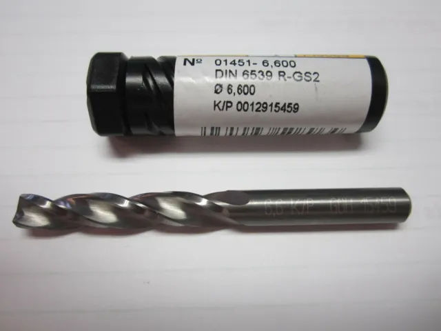 Guhring (G451006600) 6.6mm Solid Carbide 3-Flute Spiral Jobber Length Drill Bit