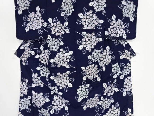 40988# Japanese Kimono / Antique Yukata / Hydrangea