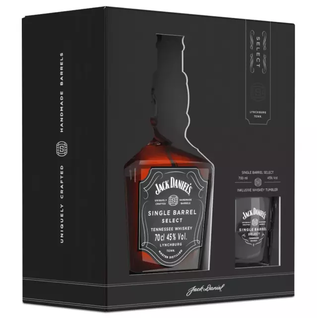 (51,43€/l) Jack Daniels Single Barrel mit Glas Tennessee Whiskey 45% 0,7l Flasch