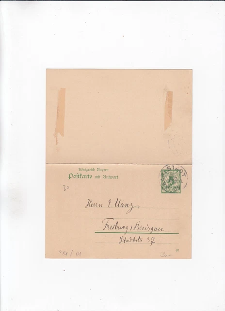 DM059/ Bayern Ganzsache 81 /01  DOPPELKARTE oo
