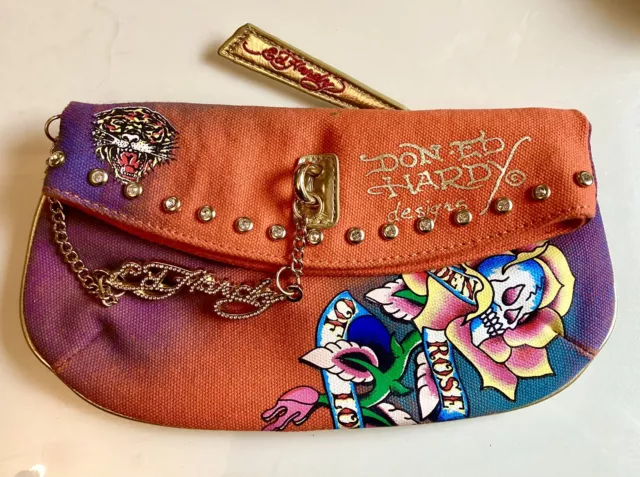 Don Ed Hardy Clutch Bag Unused  ‘My Serious Love’ Stunning And Sparkly Handbag