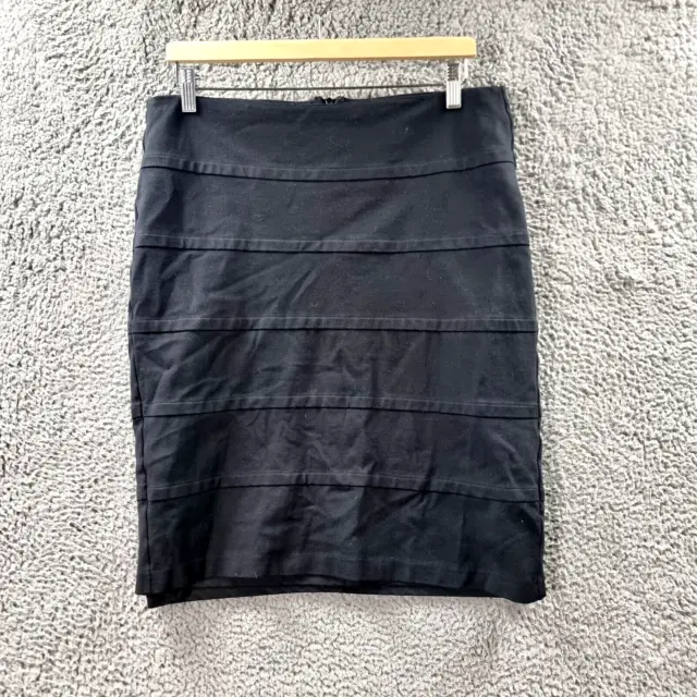 Diana Ferrari Womens Pencil Skirt Size 12 Black Stretch Knit Knee Length