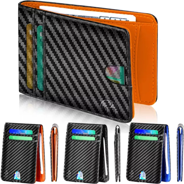 Minimalist Slim Wallet for Men with Money Clip RFID Blocking Front Pocket Purse