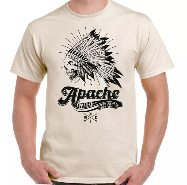 T-shirt teschio indiano Apache abbigliamento uomo copricapo moto biker tatuaggio bici 12
