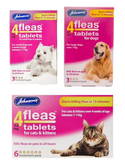 Flea Killer Tablets for Cats, Dogs, Puppies, Kittens Johnsons 4Fleas