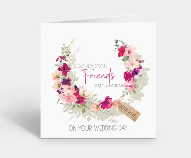 Personalised Wedding Day Card for Our Special Friends - Rustic Floral Design