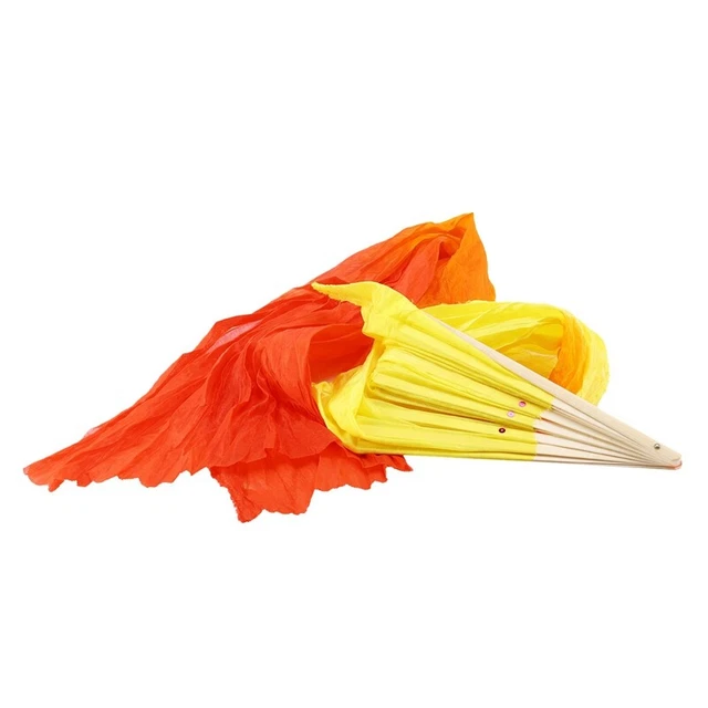Bellissimo ventilatore di bambù pieghevole a mano in seta tre colori sfumato fiamma F3V9