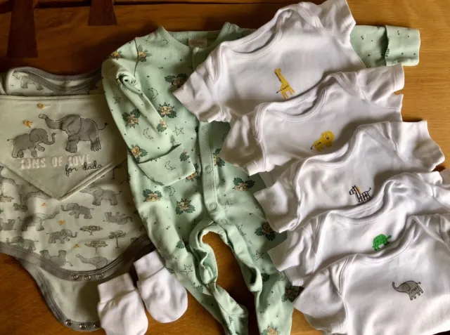 No.1 Baby bundle lot newborn 0-3 months sleepsuit body babygrow pack unisex