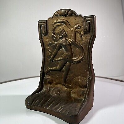 NUDE BEAUTY PIXIE FAIRY  Cast Iron Bookend Statue Marked Design E Pat 1154