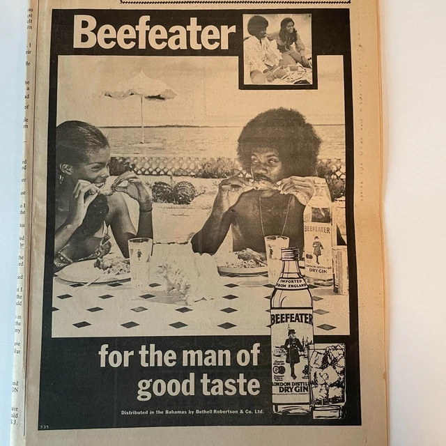 Beefeater Gin Advertisment: Nassau, Bahamas The Tribune Friday, August, 31, 1973