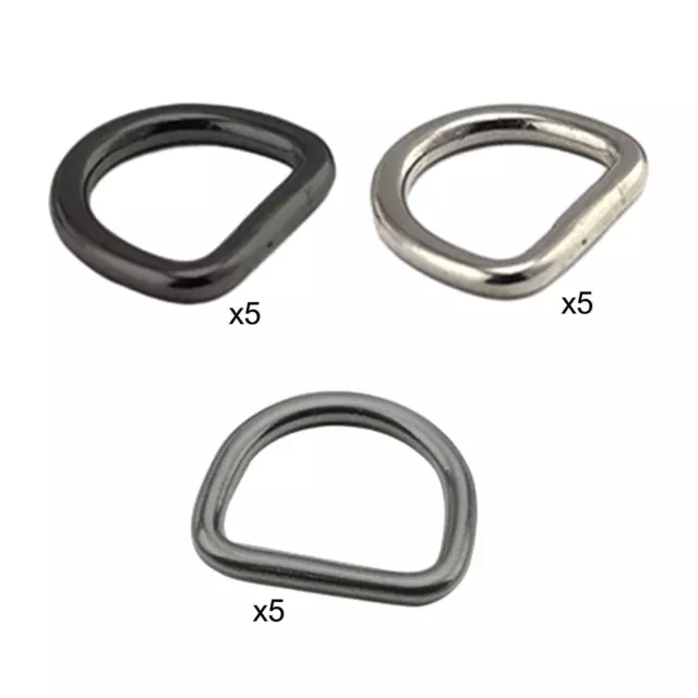 5Pcs Welded Heavy D Rings Solid Cast D Shape Rings for Collars Webbing Belts