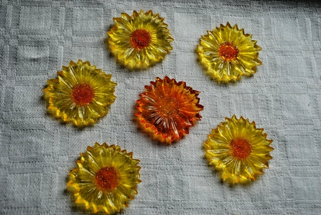 Konvolut Bastelmaterial Blumen gelb orange  Sonnenblumen 6 Stück Sortiment 1