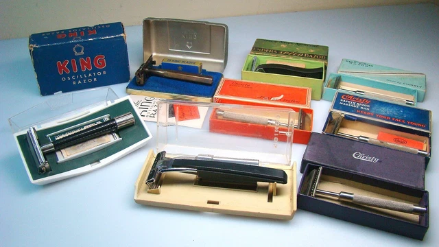8 Vintage Razors Keen Kutter Christy Schick King Enders w Boxes Lot