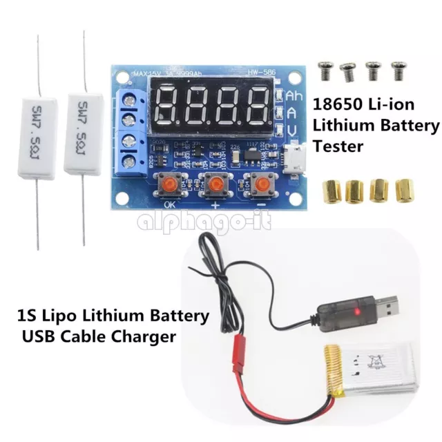 NEW Li-ion Lithium Battery Capacity Meter Tester + Lithium Battery USB kabel