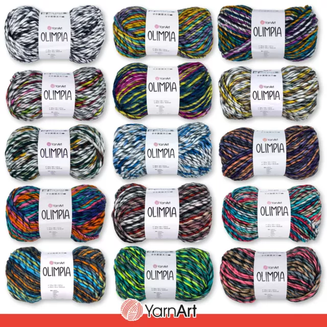 YarnArt 100 G Olimpia Fils de Mèche Couleur Laine Tricot Crochet 15 Couleurs