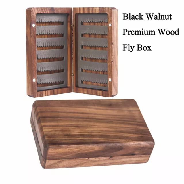 Maxcatch Natural Wooden Fly Fishing Box Case Double Side Foam Insert