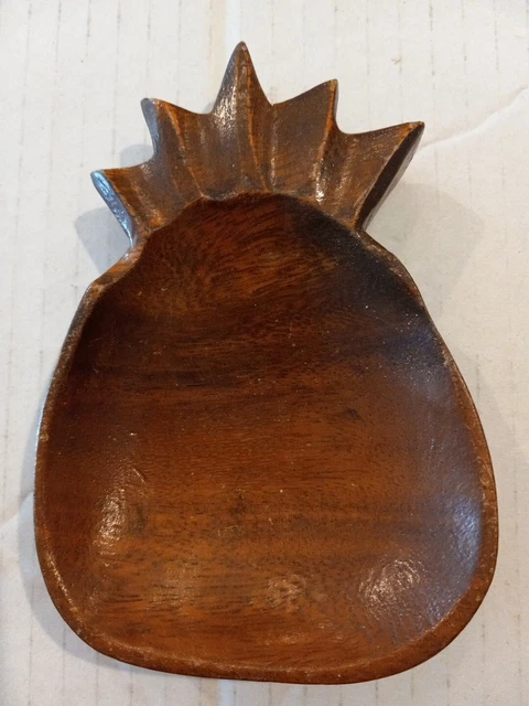 Vintage Wood Pineapple Shape Bowl Trinket Dish Nut Bowl Candy Dish
