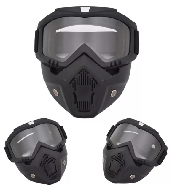 Maschera protettiva modulare occhiale con parabocca per sci softair paintball