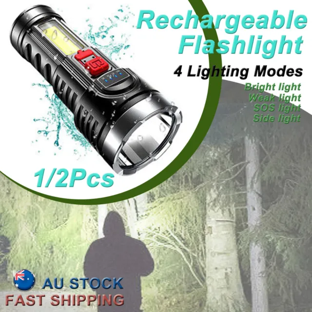 1/2x Super Bright 1200000LM Torch Led Flashlight USB Rechargeable Tactical Lamp